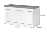 Levede 75cm Shoe Rack Storage Cabinet Bench Cosy Padded Seat Organiser Cupboard EA0290-WH-L-AU