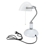 Bankers Table White Glass Vintage Style Desk with Retro Pull Chain Switch Reading Table V1294-YM0901-3119240001511