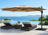 Instahut 3m Outdoor Umbrella w/Base Cantilever Beach Roma 360 Degree Tilt Beige UMB-ROMA-BASE-50N-BG