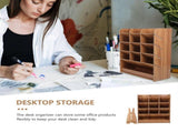 Wooden Pen Holder Multi-Functional Desk Organizer Light Brown for Home V1369-AZ3-W-18164