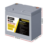 Giantz AGM Deep Cycle Battery 12V 75Ah x2 Box Portable Solar Caravan Camping BATTERY-C-AGM-75X2