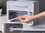 Toilet Paper Holder Wall Mount Waterproof Storage Box PP with Drawer for Bathroom Grey V1294-YM0703-3112230006212