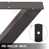 Set of 2 Steel Table Legs, 28'Height 24'Wide Dining Table Legs, Heavy Duty 3.1" Square Box Section X V952-ZTCX720X600MM0001V0