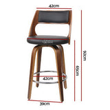 Artiss 4x Bar Stools Swivel Leather Chair 65cm BA-TW-8569-BKX4-AB