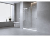 150cm Frameless Glass Sliding Shower Door With Black Rail and Wall Channel for Modern Bathrooms V63-913011