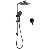 WELS Matt Black 2in1 Round 9" Rainfall Shower Head & 3 Modes Handheld Silde Rail Mixer Set V1233-C4902B22PHR002M4CBSR0901BKRD201B