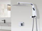 WELS 8" Rain Shower Head Set Square Dual Heads Faucet High Pressure With Mixer V63-828011