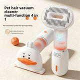 4-in-1 Pet Hair Vacuum Comb, Rechargeable De-shedding Tool with Interchangeable Heads, Duck-Shape V1341-ZY-ZHEA5URF-WHITE
