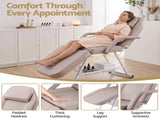 Zenses Beauty Bed with Stool, Beige, Adjustable Facial Massage Table, Tattoo Chair, Salon Services MT-CHR-F3-BG-80