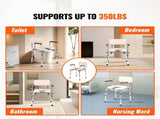 Commode Chair, Bedside Commode with Padded Seat, Drop-Down Arms, 7-Level Adjustable Height, 5.8L V952-WLKBS350BGRZ6CIGBV0