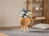 Rattan Woven Elevated Plant Pot with Tripod Stand, Boho Floor Standing Flower Basket, Indoor Home V1370-AZ4-15574