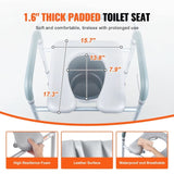 Commode Chair, Bedside Commode with Padded Seat and Arms, 7-Level Adjustable Height, 5.8L Removable V952-WLLGS350BLRZ8J6E0V0