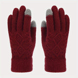 Women'S Winter Accessories Woolen 3 Piece Set Knitted Hat Scarf Touch Screen - Black - Size L V1347-939-54875-BLK-L