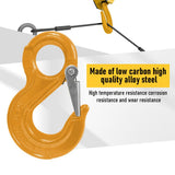 2SET 3.15T Sling Hook Heavy Duty Hammerlock/Slip Hook Kit With Swivel Winch & Safety Latch- Yellow V1181-SH-315T-YE