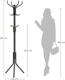 Metal Coat Rack Stand Hat Hanger, Black, 182cm V178-61284
