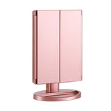 Embellir Tri-fold Makeup Mirror 1X2X3X Magnifying with LED Light Travel Portable Pink MM-E-TRI-3424LED-RGD