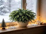 Artificial Cedar Bush Faux Green Fern Stems For Vase Indoor Decor 12 Pack Plastic Greenery V1369-AZ3-W-11195