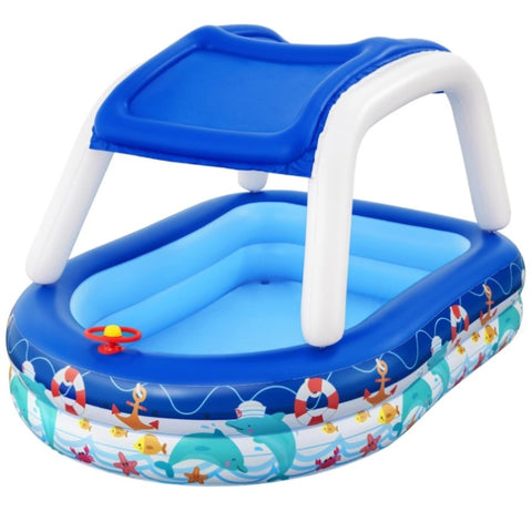 Bestway Kids Pool 213x155x132cm Inflatable Swimming w/ Canopy Play Pools 282L BW-POOL-KID-54370