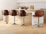 Artiss 4X Bar Stools Bentwood Adjustable Kitchen Counter Chair Leather Brown BA-TW-1209-BRX4