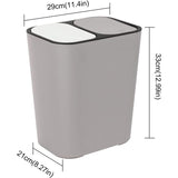 Double Recycling Trash Bin Storage Box Container Rectangle Plastic Push Button Dual Compartment For V1188-MS-227-0364