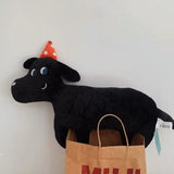 Cute Animal Plush Pillow Soft Comfortable Elastic Stuffed Doll Cushion for Home Bedroom Black Dog V1294-YM0626-3117220309812
