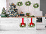 6 Pcs Small Christmas Norfolk Wreaths 15 Inch Christmas Kitchen Cabinet Mini Wreath with Bow Ribbon V1258-DP02-C-2283