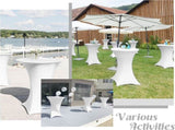 8 Pack Cocktail Table Covers 32x43 Inch Fitted Stretch Spandex Square Corners White Table Cover High V1258-DP02-C-351