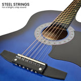 Karrera 38in Cutaway Acoustic Guitar with Carry Bag - Blue Burst CC38-SBU