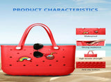 EVA Beach Tote Bag for Swimming, Pool & Travel Waterproof Washable Rubber Handbag with 2 Random V1107-CS-STDDBHS