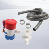 Boat Bilge Pump Plumbing Kit 12V Pump with Corrugated Hose, Thru-Hull Fitting, 2 Clamps, Drain V1366-AZ2-W-14486