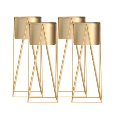 SOGA 4X 50cm Gold Metal Plant Stand with Gold Flower Pot Holder Corner Shelving Rack Indoor Display FPOTH52GLDX4