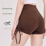 Brown Size XL Women's Yoga Set - Square Neck Racerback Sports Bra with Built-in Pads and High Waist V888-ELOSUNG56383-4