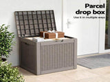 Gardeon Outdoor Storage Box 118L Container Lockable Garden Toy Tool Rattan-Texture Brown OSB-RAT-118L-BR
