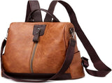 Women's Leather Backpack Waterproof Anti-Theft Casual Daypack for School Work Travel, 12 Inch V1237-ZY-924-009