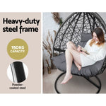 Gardeon Outdoor Egg Swing Chair Wicker Rattan Furniture Pod Stand Cushion Grey HM-EGG-RAN-S-BKGR-AB