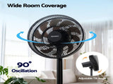 Devanti Pedestal Fan with Remote, 7 Speeds 3 Heights DC Motor, Black PF-RC-361Y-BK