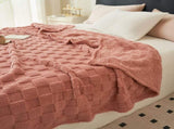 200*230CM Pink Ultra-Soft Waffle Textured Plush Fleece Blanket - Large Cozy All-Season Throw for Bed V888-ELOSUNG32599