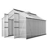 Green Fingers Greenhouse 4.1x2.5x2.26M Double Doors Aluminium Green House Garden Shed GH-ALU-C-410X250-DOU-AB