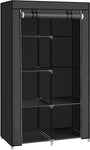 SONGMICS Portable Clothes Storage with 6 Shelves and 1 Clothes Hanging Rail Black V227-8498402109992