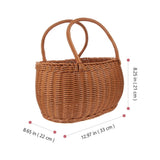Rustic Hand Woven Basket Brown Plastic Picnic Basket with Handle for Outdoor Use V1192-AZ-W-27543