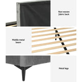 Artiss Bed Frame King Size Velvet Grey LOTT BFRAME-K-LOTT-K-GY-ABCD