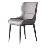 Dark Grey Italian Minimal List Dining Chairs PU Retro Chair Cafe Kitchen Modern Metal Legs x2 V255-I-DICHAIR-DR-GREY