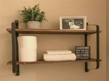 2 Layer Wood Wall Shelves Home Decor Floating Shelf Metal Hanging Storage Rack V767-ZJJ204