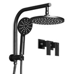 Cefito 9'' Rain Shower Head Set Handheld Round High Pressure Twins Tap Black SHOWER-A1-RO-9-BK-TAP