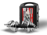 20KG Chrome Dumbbell Set Weight Dumbbells Home Gym Training Fitness BarBell Case V610-GYM-DUM-20KG-SIL