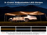 270 Degree Awning with Bulit-in LED Lights, 10.9 Driver Vehicle Awning, Waterproof UV50 Car V952-QCCP18764FTHXNUDI001V9