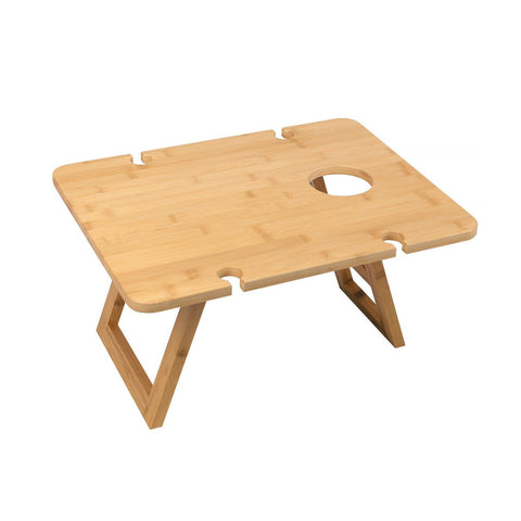 Bamboo Foldable Picnic Table Tray with Wine and Glass Holders V915-KU0192