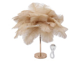 Decorative Table Lamp 30PCS Feathers USB Rechargeable Light Touch Control Desk Light Built in V1294-YM0901-3119230088515