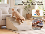 i.Pet Dog Ramp Washable Cover Stairs for Bed Sofa Foam Step Ladder 3 Tier Beige FDR-D-FOAM-3T-BG
