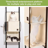 Space-Saving Over-the-Door Cat Hammock with Three Cozy Tiers, Breathable Mesh Lounges, and Sturdy V1341-ZY-EEB746TZ-BEIGE